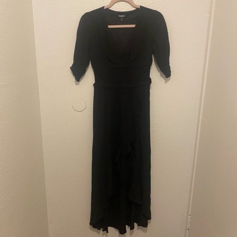 NWT EXPRESS Navy Blue Short Sleeve Maxi Dress Size S - Picture 2 of 5
